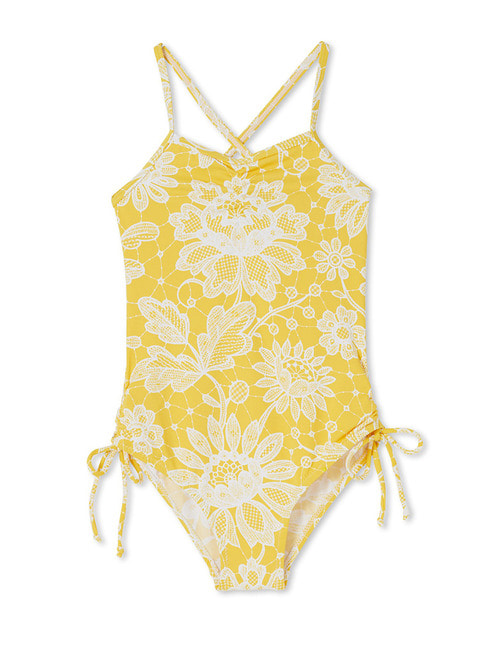 white and yellow swimsuit(4,6Y)