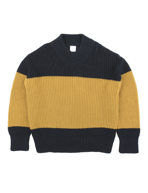 color-block sweater - navy/mustard(last-4Y)