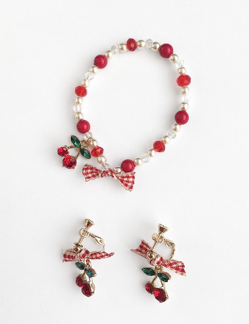 cherry bracelet+ earring