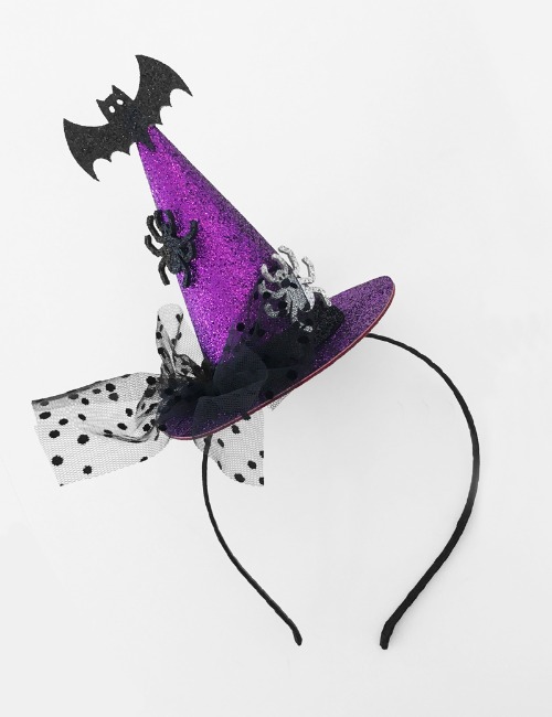 Spider Witch Hat  Headband  Purple