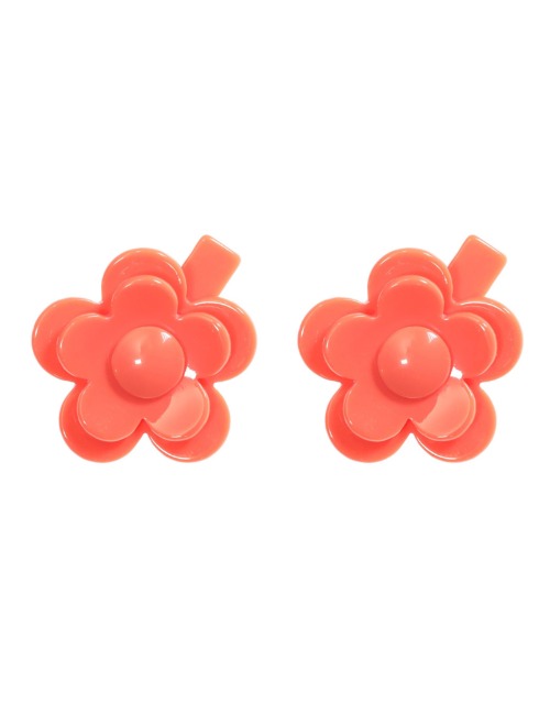 Camellia Flower Hairclip-Coral