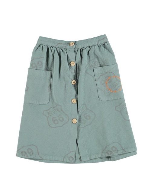 Long skirt | Forest green w/allover | 100%Co