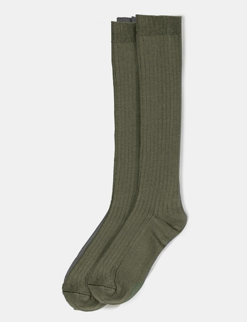 Organic kids calf socks-Khaki