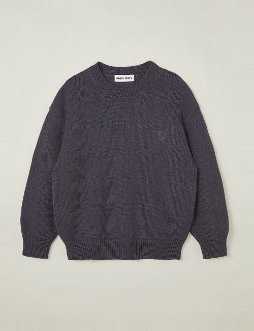 [8월말배송]Knitted Sweatshirt-Blue Black