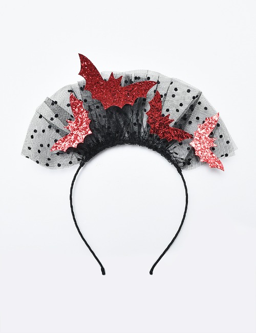 Tulle Headband-Red bat