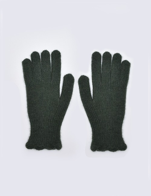 FRILL WOOL GLOVE-D/GREEN[13Y~ADULT]