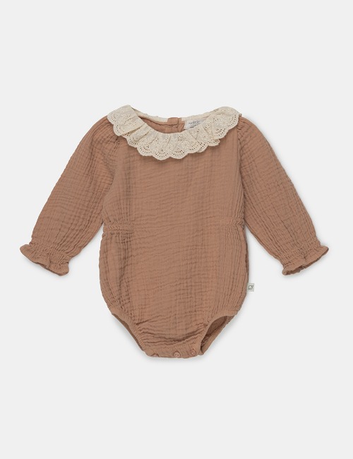 Organic baby lace romper-Pink