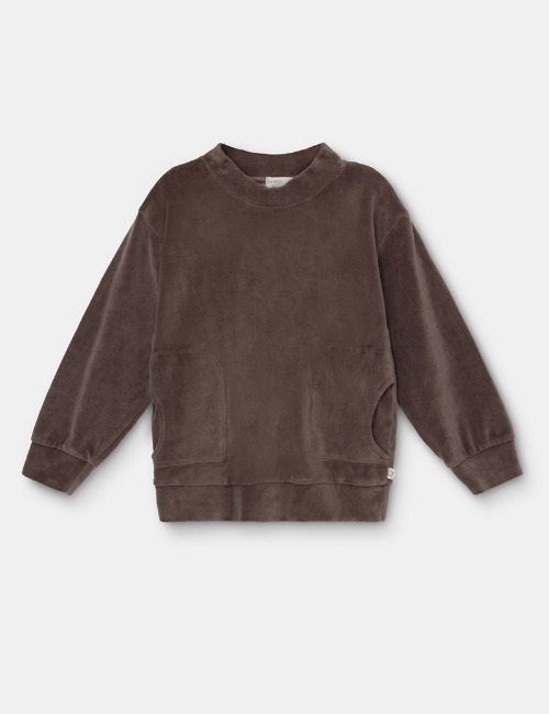 Organic kids velour sweatshirt-Taupe