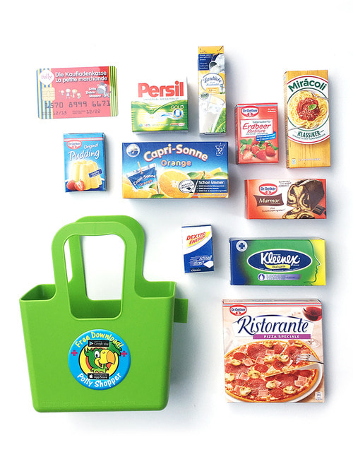 Plastic basket and Food Miniature