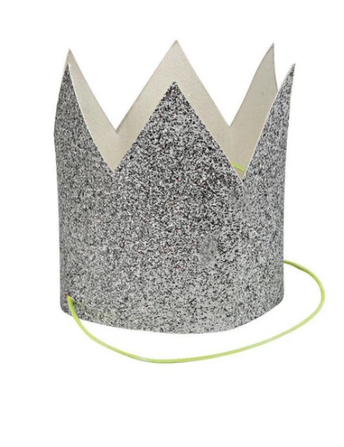 Mini Silver Glittered Crowns(8ea)