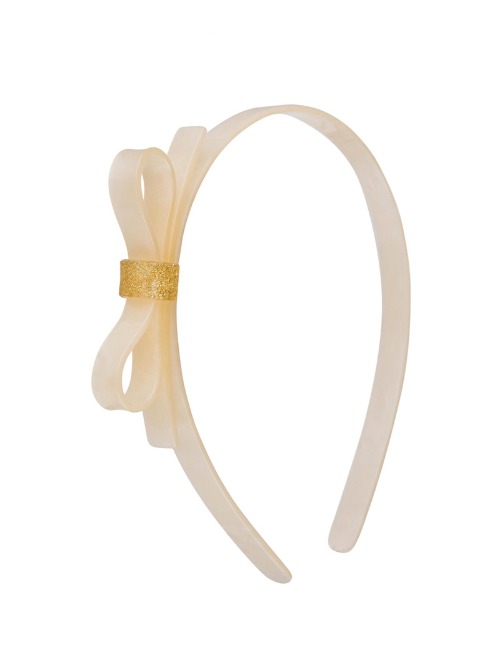 Thin Bow Headband-Pearlized White