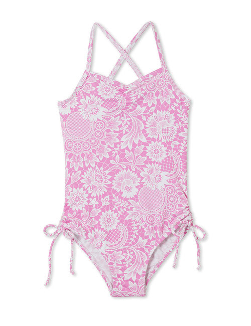 pink floral lace swimsuit(last-4Y)
