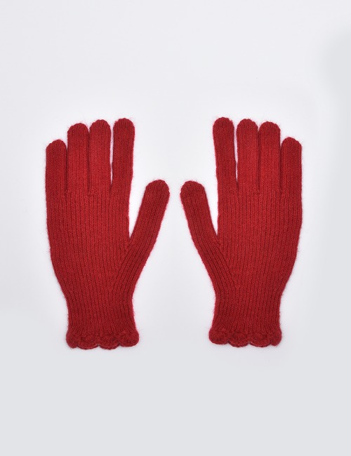 FRILL WOOL GLOVE-RED[13Y~ADULT]