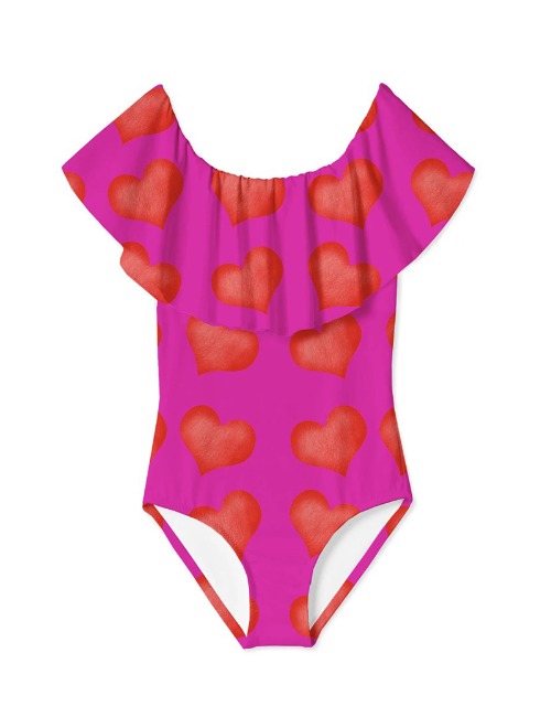 I love you print in draped swimsuit