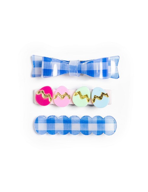 BLUE CHECKED BOW WITH EASTER EGGS